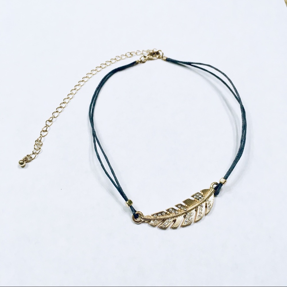 Lane Bryant Golden Feather Hippie choker necklace